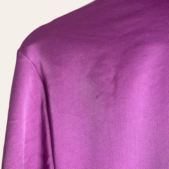 Simkhai Purple Paradisa Satin Long Sleeve Collared Wrap Top Size 4 - Picture 11 of 15